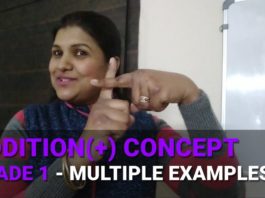 Addition concept for Grade 1. Explained with multiple examples